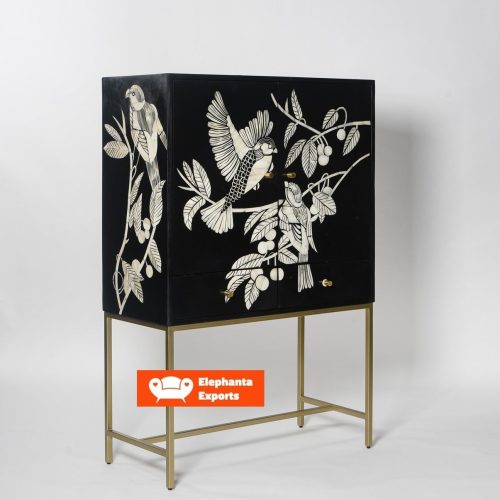 Spring Garden Bone Inlay Bar Cabinet