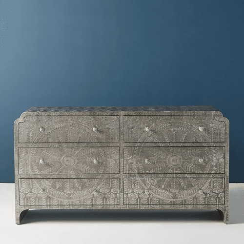 Hand-Embossed German Silver Chest of Drawers