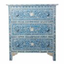 Blue Mother of Pearl Inlay Chest of 3 Drawers in Small
