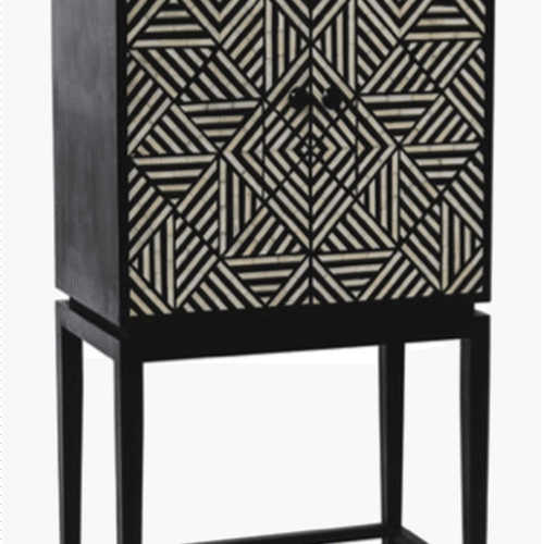 Geometric Bone Inlay Bar Cabinet