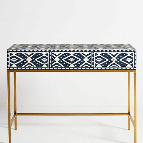 Ikat Bone Inlay Console / Vanity in Blue