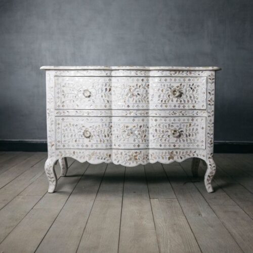 Provincial French Style Mother of Pearl Inlay 2 Drawer Chest