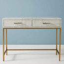 Striped Bone Inlay Console in Grey