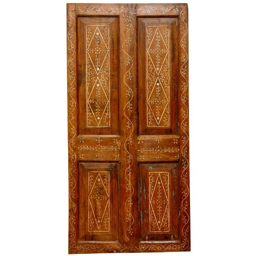 Teak and Bone Inlay Wooden Door