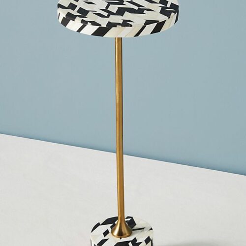Geo Bone Inlay End table in Black