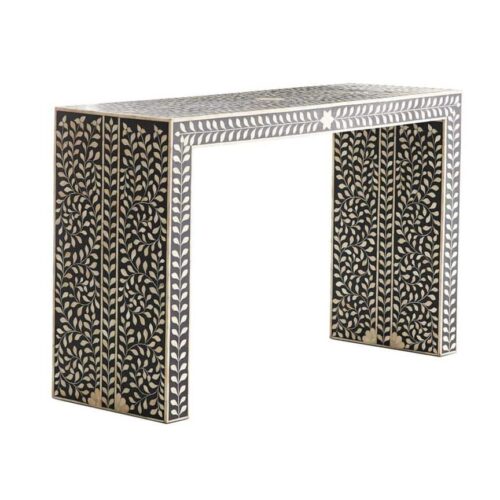 Floral Bone Inlay Console Waterfall/ Desk