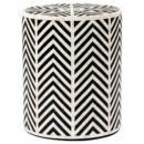 Chevron Bone Inlay Round Stool / Side table in Black