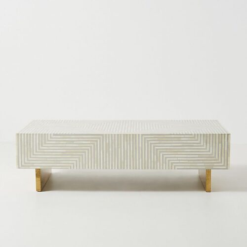 Striped Bone Inlay Coffee Table Grey