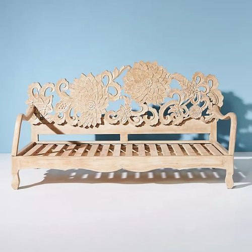 Carved Wooden Daybed / Lounge - Flower Bed Design
