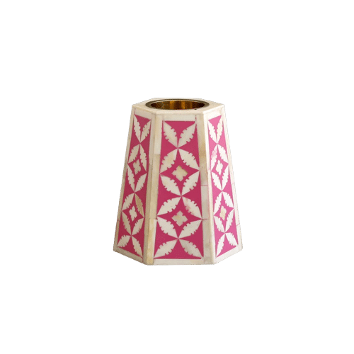 Bone Inlay Candle Stand / Medkhan - Floral Tapered