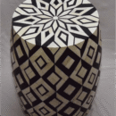 Geometric Bone Inlay Bar Stool / Side table in Black