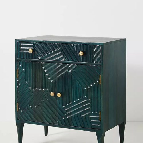 Handcarved Wooden Entryway Cabinet