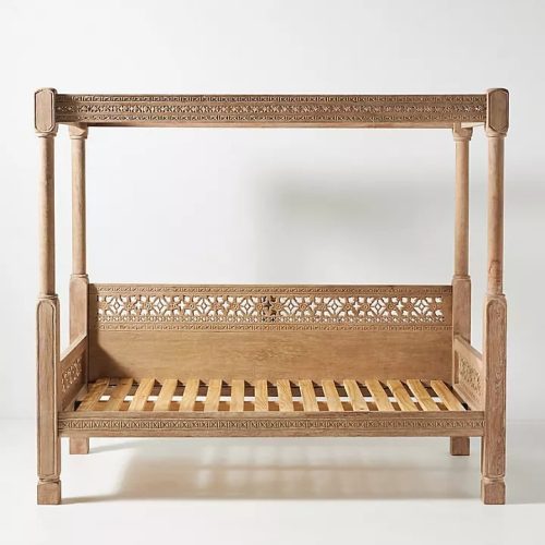 Carved Wooden Canopy Daybed / Lounge