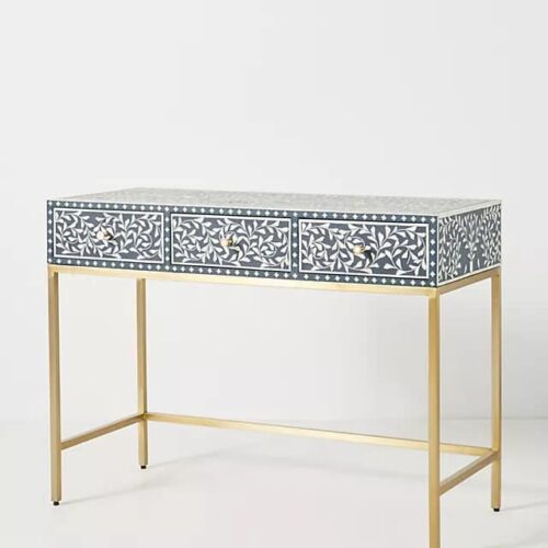 Floral Intertwine Bone Inlay Console / Vanity