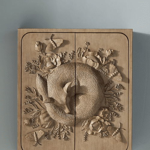 Handcarved Jungle Wall Cabinet