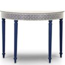 Indian Motif Bone Inlay Embossed Console in Blue