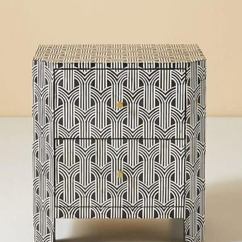 Modern Arrow Black Bone Inlay Bedside