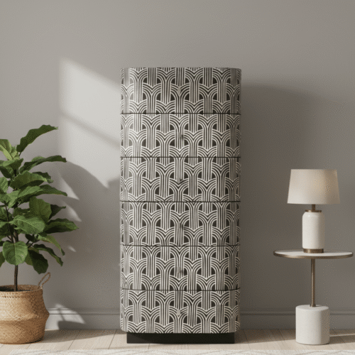 Bone Inlay Tall Boy Cabinet Arrow