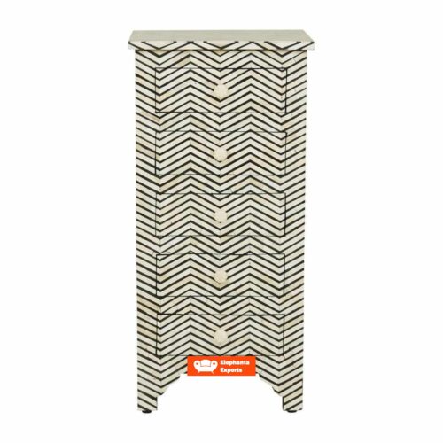 Bone Inlay Tall Boy Chest Chevron Black