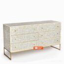 Deeya Bone Inlay Chest of 6 Drawers in Grey