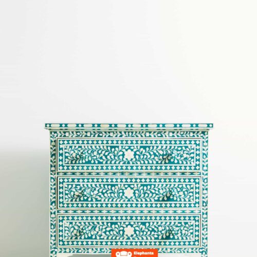 Bone Inlay Chest of 3 Drawers Floral