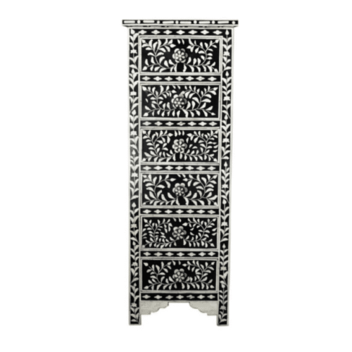 Bone Inlay Tall Boy Chest Floral