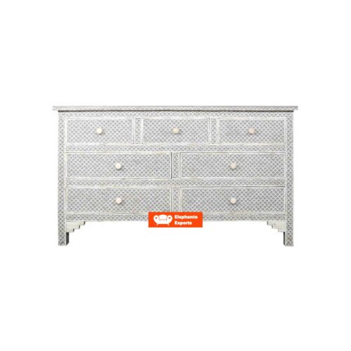 Fish Scale Design Bone Inlay Chest of 7 Drawers