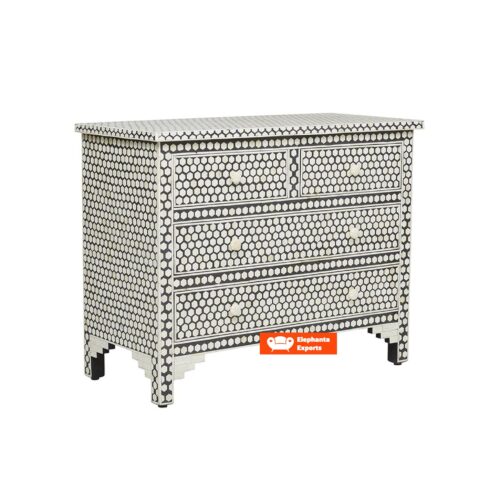 Bone Inlay 4 Drawer Hexagon Chest of Drawers