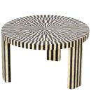 Striped Bone Inlay Centre Table in Black and White