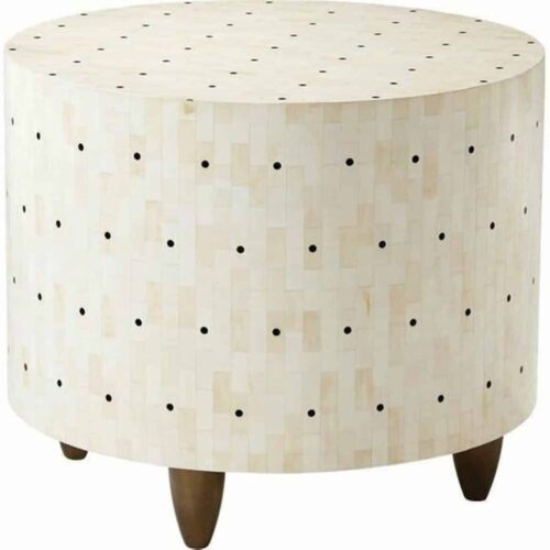 Stylish Bone Inlay Round End Table