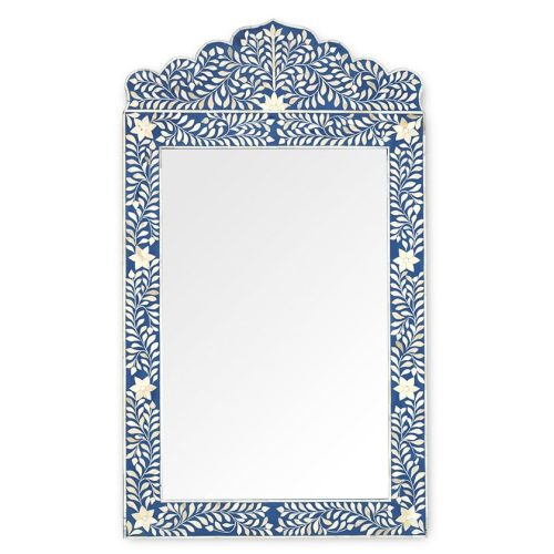 Crested Bone Inlay Mirror Floral