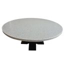 Bone Inlay Dining Table Geometric Grey Pedestal Base