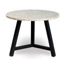 Bone Inlay Dining Table Geometric Grey Tripod Base