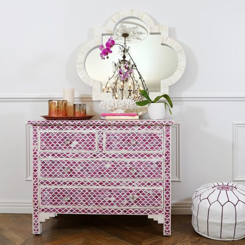 Bone Inlay Chest of 4 Drawers Marrakech Dyed