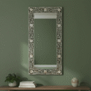 Rectangular Floral Mother of Pearl Inlay Mirror in Black