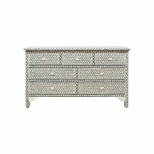 Black Bone Inlay Honeycomb 7 Drawer Chest