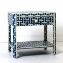New York Dark Blue Bone Inlay Nightstand