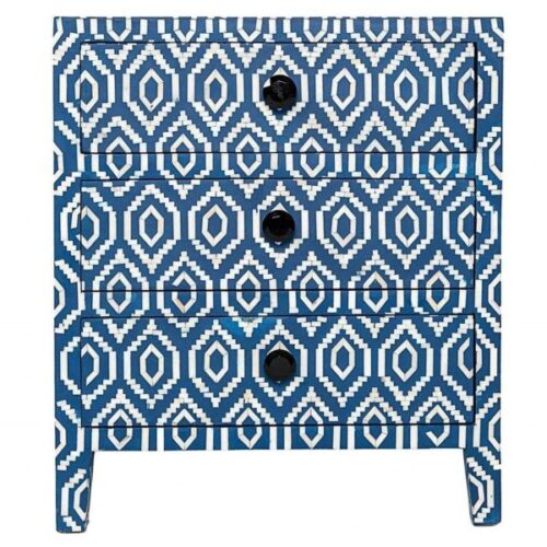 Ikat Bone Inlay Bedside