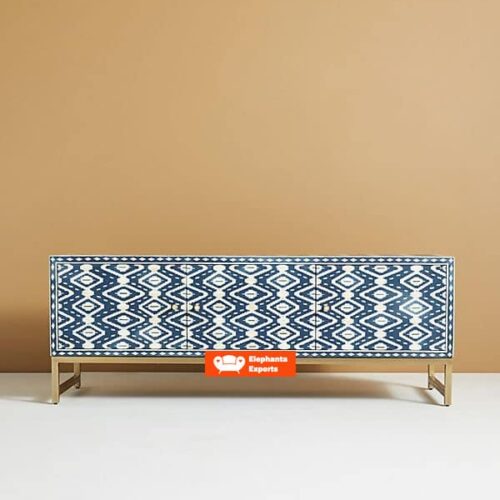 Ikat Bone Inlay Media Console in Blue