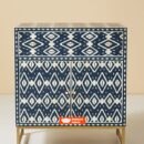 Ikat Bone Inlay Cabinet in Blue