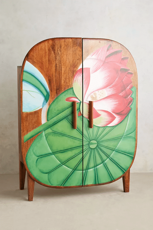 Hand painted Lotus Armoire