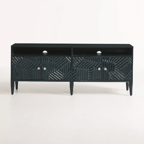 Handcarved Wooden Entertainment Unit / Media Console