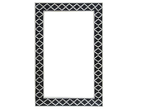 Moroccan Bone Inlay Mirror in Black