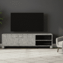 Chevron Bone Inlay Media Console / Entertainment Unit in Black