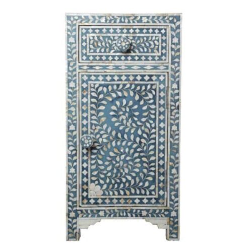 Pearl Inlay Tall Floral Bedside