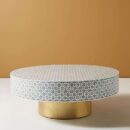 Geometric Mother of Pearl Inlay Coffee Table in Grey