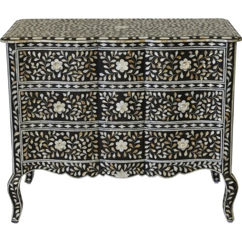 Provincial French Mother of Pearl Inlay Chest of 3 Drawers