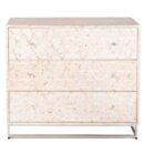 Geometric Design Mother of Pearl Chest of 3 Drawers in Soft Pink