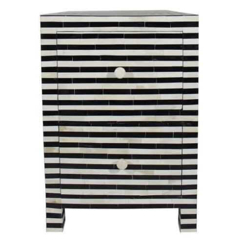 Monochrome Bedside Bone 2 Drawers