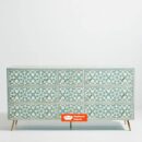 Moroccan Bone Inlay Chest of 9 Drawers in Light Green